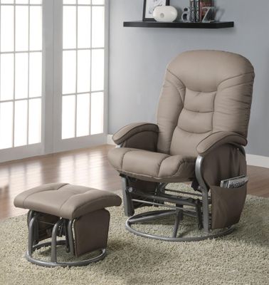 Casual Leatherette Glider Recliner with Matching Ottoman - 600228