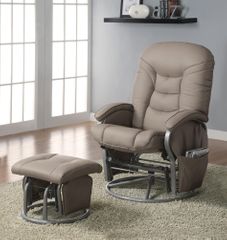 Casual Leatherette Glider Recliner with Matching Ottoman - 600228