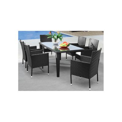 Cavendish 7pc Outdoor Table Set in Espresso - Zuo