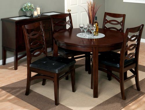 Chadwick Espresso Round Lazy Susan Table and Chair Set - 5PC - 863-48