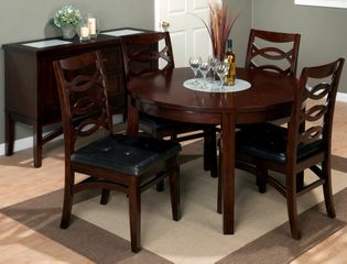 Chadwick Espresso Round Lazy Susan Table and Chair Set - 5PC - 863-48