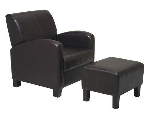 Chair with Ottoman in Dark Brown - Office Star - MET807