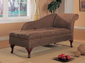Chaise Lounger in Brown Microfiber - Coaster