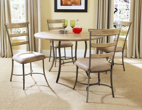 Charleston 5-Piece Round Wood and Metal Dining Set with Ladder Back Chairs - Hillsdale Furniture - 4670DTBC5