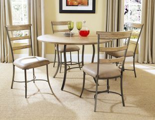 Charleston 5-Piece Round Wood and Metal Dining Set with Ladder Back Chairs - Hillsdale Furniture - 4670DTBC5