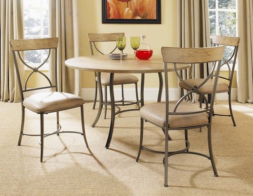 Charleston 5-Piece Round Wood and Metal Dining Set with X Back Chairs - Hillsdale Furniture - 4670DTBC2