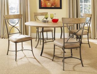 Charleston 5-Piece Round Wood and Metal Dining Set with X Back Chairs - Hillsdale Furniture - 4670DTBC2