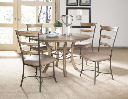Charleston 5-Piece Round Wood Dining Set with Ladder Back Chairs - Hillsdale Furniture - 4670DTBWC5