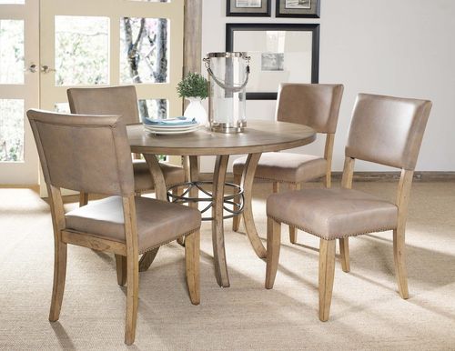 Charleston 5-Piece Round Wood Dining Set with Parson Chairs - Hillsdale Furniture - 4670DTBWC4