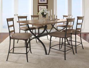 Charleston 7-Piece Counter Height Rectangle Wood Dining Set with Ladder Back Stools - Hillsdale Furniture - 4670CTBRS57