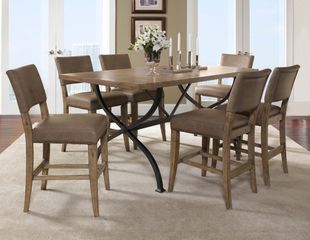 Charleston 7-Piece Counter Height Rectangle Wood Dining Set with Parson Stools - Hillsdale Furniture - 4670CTBRS47