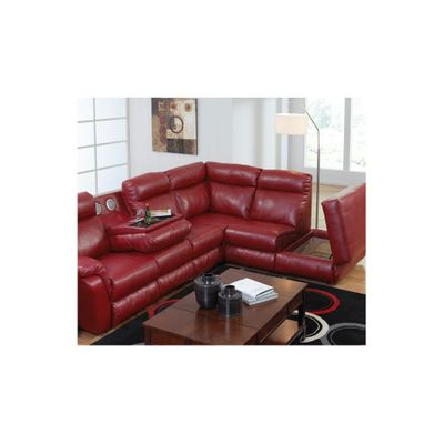 Chastain Leather Entertainment Sectional in Red - Catnapper