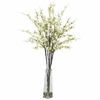 Cherry Blossoms with Vase Silk Flower Arrangement - Nearly Natural - 1193-WH