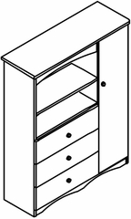 Chest - 1 Door / 3 Drawer Chifforobe - Alegria Collection - Nexera Furniture - 5608