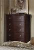 Chest - 5-Drawer Chest in Mocha Finish with Solid Wood and Wood Veneers