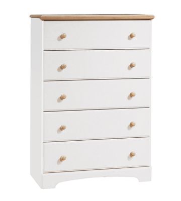 Chest - 5-Drawer Chest in Pure White/Maple - South Shore Furniture - 3263035