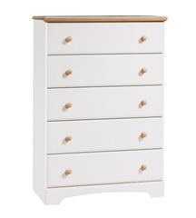 Chest - 5-Drawer Chest in Pure White/Maple - South Shore Furniture - 3263035