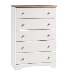 Chest - 5-Drawer Chest in Pure White/Maple - South Shore Furniture - 3263035