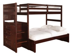 Chest End Step Twin/Full Bunk Bed - Ranch "Cappuccino" - Powell Furniture - 396-BBED-3