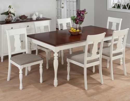 Chesterfield Tavern 7PC Rectangle Table Set in Antique White and Cherry - 693-76
