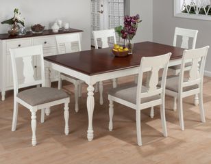 Chesterfield Tavern 7PC Rectangle Table Set in Antique White and Cherry - 693-76