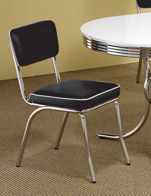 Chrome Chair with Black Cushion (Set of 2) in Chrome / Black - Coaster
