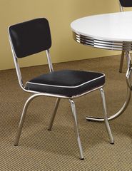 Chrome Chair with Black Cushion (Set of 2) in Chrome / Black - Coaster