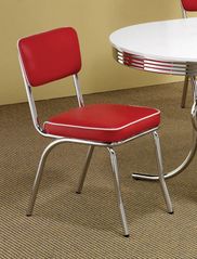 Chrome Chair with Red Cushion (Set of 2) in Chrome / Red - Coaster