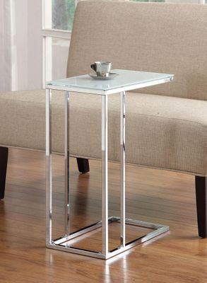 Chrome Snack Table with Frosted Tempered Glass Top - 900250