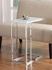 Chrome Snack Table with Frosted Tempered Glass Top - 900250