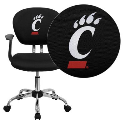 Cincinnati Bearcats Embroidered Black Mesh Task Chair - H-2376-F-BK-ARMS-40031-EMB-GG