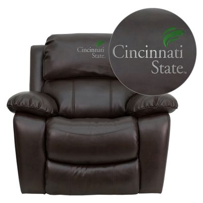 Cincinnati State Technical & Community College Surge Leather Rocker Recliner - MEN-DA3439-91-BRN-41017-EMB-GG