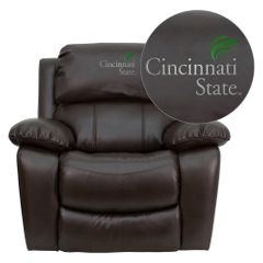 Cincinnati State Technical & Community College Surge Leather Rocker Recliner - MEN-DA3439-91-BRN-41017-EMB-GG