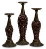 Cinnabar Ceramic and Metal Candleholders (Set of 3) - IMAX - 94041-3