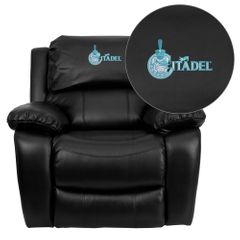 Citadel Bulldogs Embroidered Black Leather Rocker Recliner  - MEN-DA3439-91-BK-40001-EMB-GG