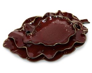 CK Crimson Autumn Leaves (Set of 3) - IMAX - 44035-3