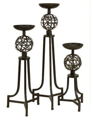 CK Mesh Metal Sphere Candlesticks (Set of 3) - IMAX - 12586-3