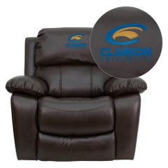 Clarion University of Pennsylvania Golden Eagles Leather Rocker Recliner  - MEN-DA3439-91-BRN-41018-EMB-GG