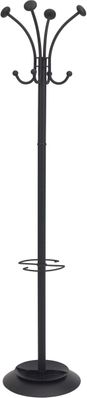 Classical ALBA Black Floor Coat Stand with 4 Double Pegs