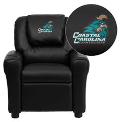 Coastal Carolina University Chanticleers Black Vinyl Kids Recliner - DG-ULT-KID-BK-45007-EMB-GG