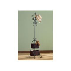 Coat Rack - Black Hall Tree with Rattan Storage - Holly and Martin