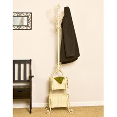 SEI Ivory Hall Tree with Rattan Storage