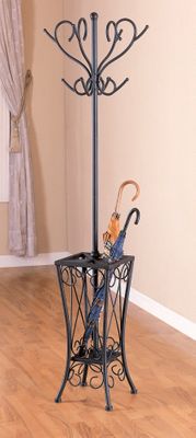 Coat Rack with Umbrella Stand in Sandy Black - Coaster