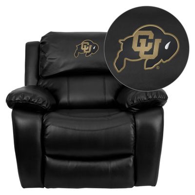 Colorado Buffaloes Embroidered Black Leather Rocker Recliner  - MEN-DA3439-91-BK-40030-EMB-GG