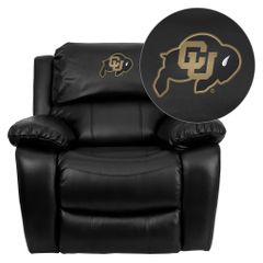 Colorado Buffaloes Embroidered Black Leather Rocker Recliner  - MEN-DA3439-91-BK-40030-EMB-GG