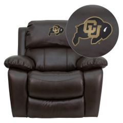 Colorado Buffaloes Embroidered Brown Leather Rocker Recliner  - MEN-DA3439-91-BRN-40030-EMB-GG