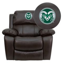 Colorado State University Rams Leather Rocker Recliner - MEN-DA3439-91-BRN-40011-EMB-GG