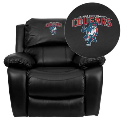 Columbus State University Cougar Leather Rocker Recliner  - MEN-DA3439-91-BK-41022-A-EMB-GG