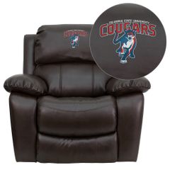 Columbus State University Cougar Leather Rocker Recliner  - MEN-DA3439-91-BRN-41022-A-EMB-GG