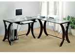 Computer Desk in Cappuccino / Glass Top - Coaster